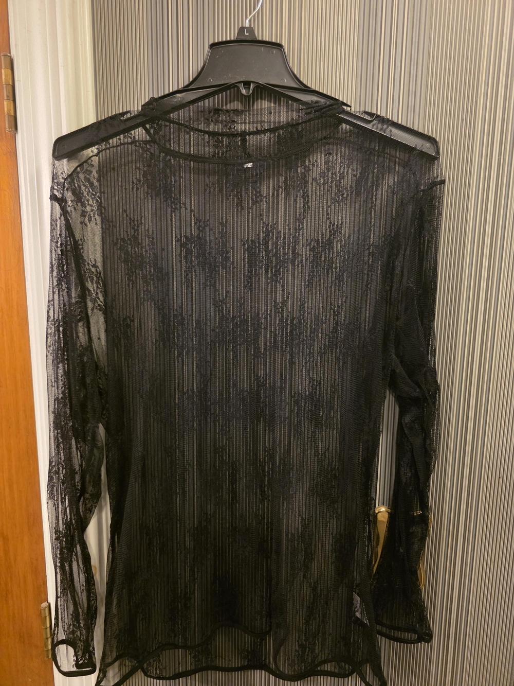 Amazon Sheer Black Lace Long Sleeve Top